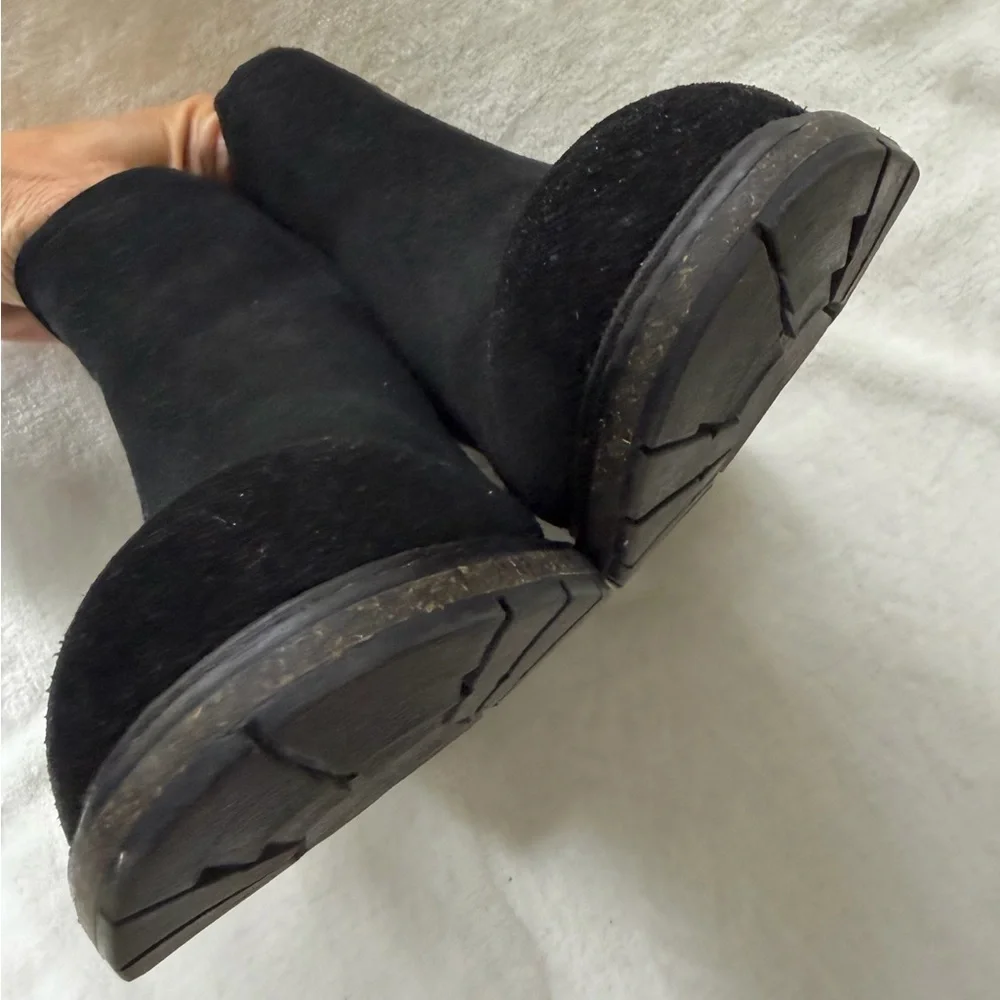 Aetrex Frankie Black Size 8.5 Boots Ankle Bootie Leather Suede Water Resistant